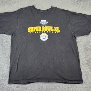 VTG 2005‎ Reebok Super Bowl XL Pittsburgh Steelers T-Shirt 40th Anniversary 2XL